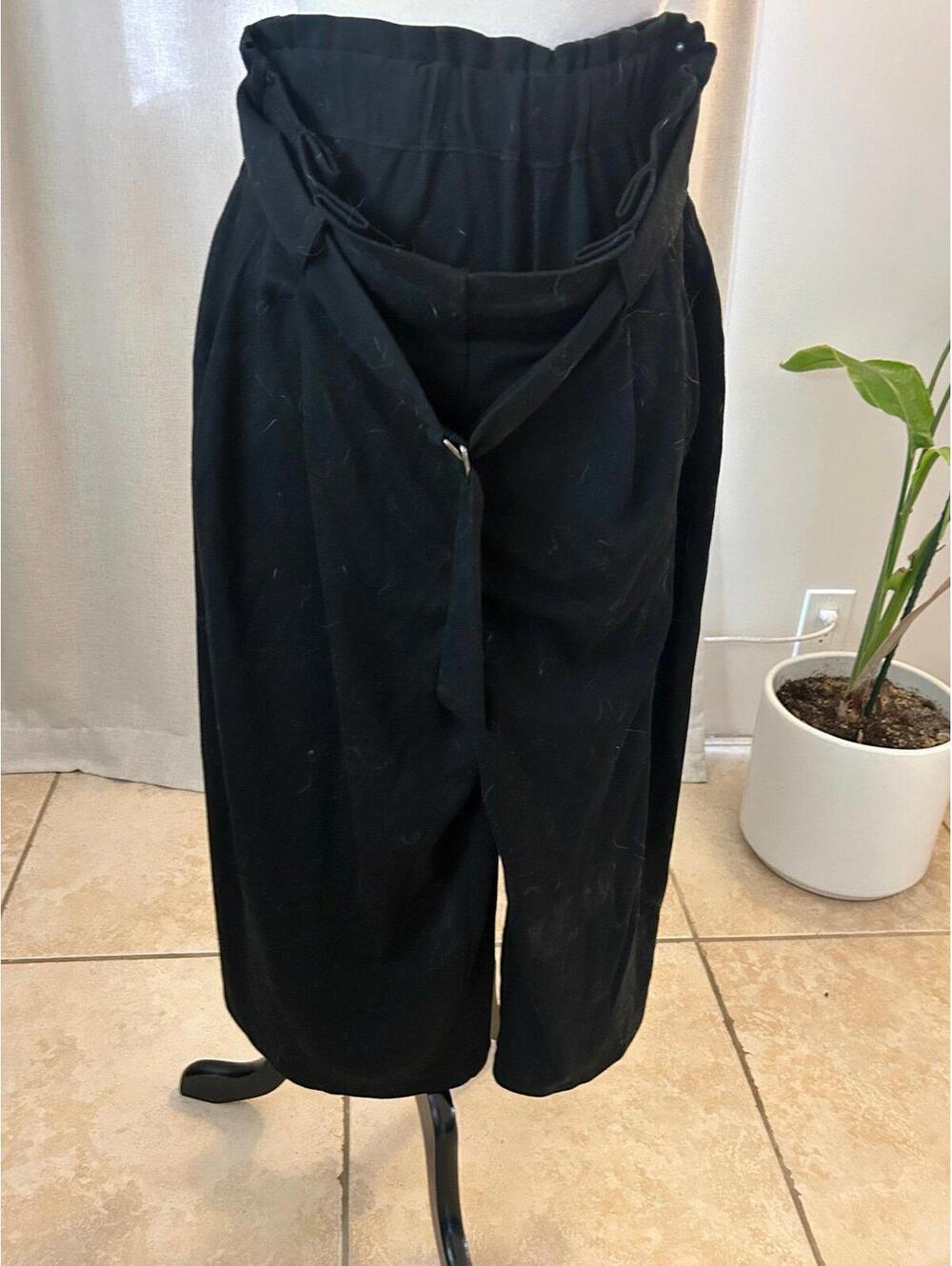 Uniqlo Black Wrap Tie Cropped Wide Leg Pants Office Siren Coquette M